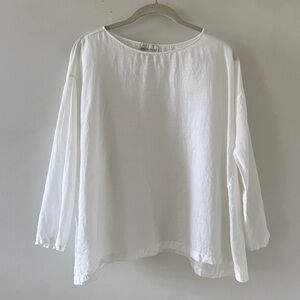 Giada Forte Sheer Linen Long Sleeve White Shirt